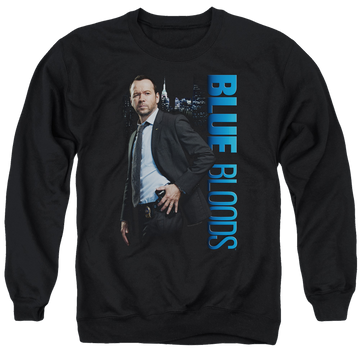 Black men's crewneck sweatshirt with Blue Bloods graphic