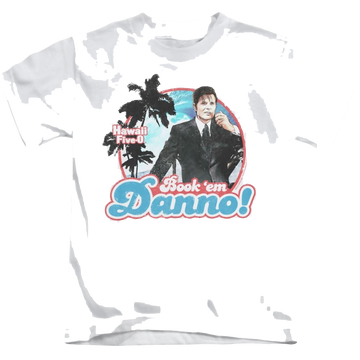 White kid's t-shirt for ages 4 to 7 with Hawaii Five-O Hawaii 5 0 graphic