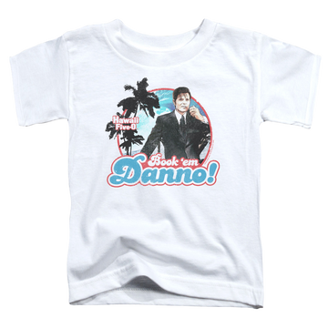 White toddler t-shirt with Hawaii Five-O Hawaii 5 0 graphic