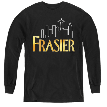 Black youth long sleeve t-shirt with Frasier Logo graphic