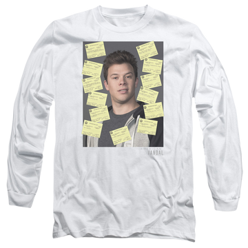 White men's long sleeve t-shirt with American Vandal Detention graphic