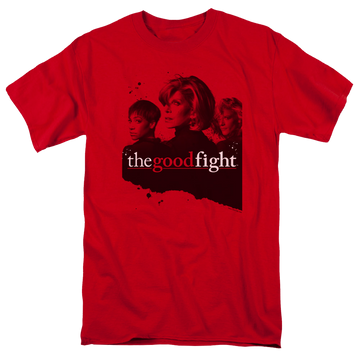 Red men's regular fit t-shirt with Good Fight Diane Lucca Maia graphic