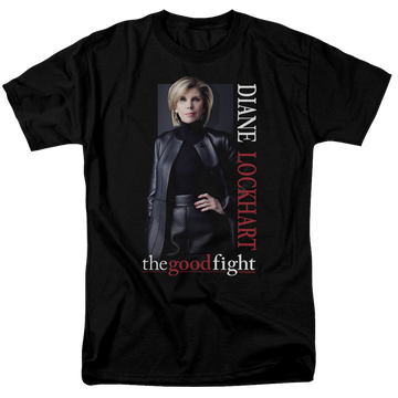 Black men's regular fit t-shirt with Good Fight Diane graphic