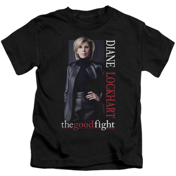 Black kid's t-shirt for ages 4 to 7 with Good Fight Diane graphic