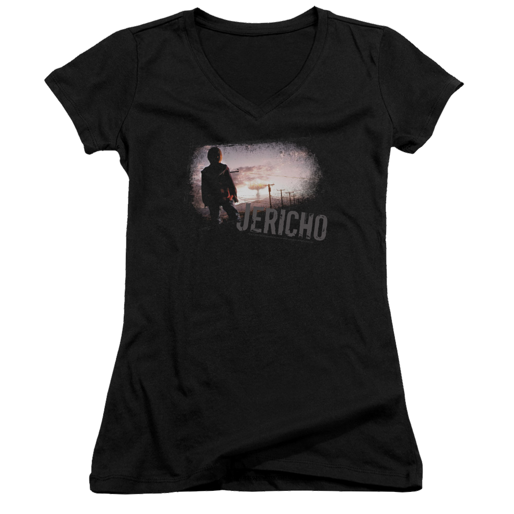 Jericho Mushroom Cloud Juniors V-Neck T-Shirt Juniors V-Neck T-Shirt Jericho   