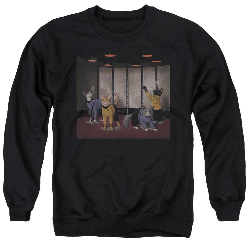 Star Trek The Original Series Beam Meow Up - Men's Crewneck Sweatshirt Men's Crewneck Sweatshirt Star Trek   