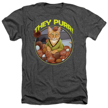 Charcoal men's heather t-shirt with Star Trek The Original Series The Purr graphic