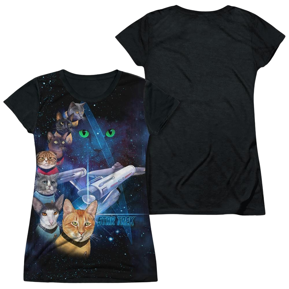Star Trek The Original Series Cast Of Cats - Juniors Black Back T-Shirt Juniors Black Back T-Shirt Star Trek   
