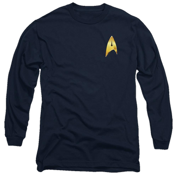 Navy men's long sleeve t-shirt with Star Trek Discovery Command Badge graphic