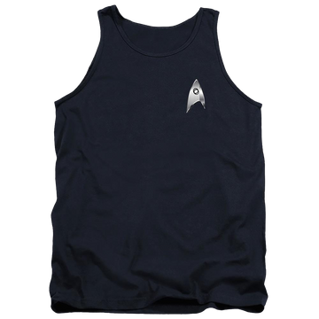 Navy men's tank with Star Trek Discovery Sciences Badge graphic