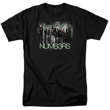 Black men's regular fit t-shirt with Numbers Cast graphic