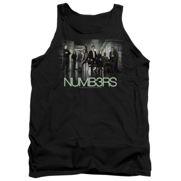 Black men's tank with Numbers Cast graphic