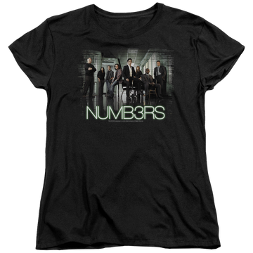 Black women's t-shirt with Numbers Cast graphic