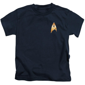 Navy kid's t-shirt for ages 4 to 7 with Star Trek Discovery Operations Badge graphic