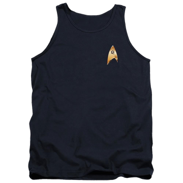 Navy men's tank with Star Trek Discovery Operations Badge graphic