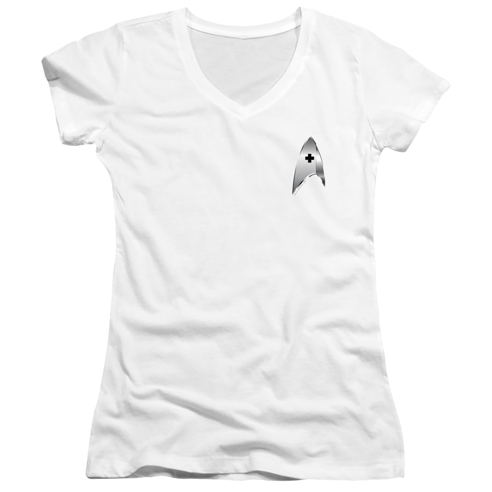 Star Trek Discovery Medical Badge - Juniors V-Neck T-Shirt Juniors V-Neck T-Shirt Star Trek   