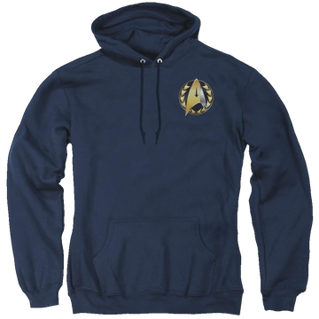 Navy pullover hoodie with Star Trek Discovery Admiral Badge graphic