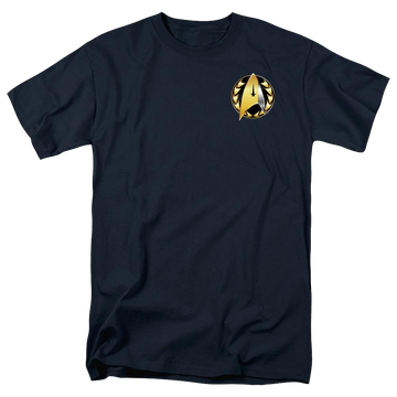 Navy men's regular fit t-shirt with Star Trek Discovery Admiral Badge graphic