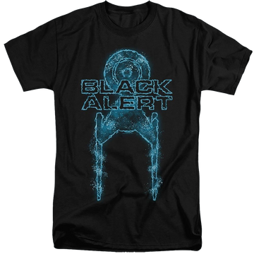 Black men's tall fit t-shirt with Star Trek Discovery Black Alert graphic