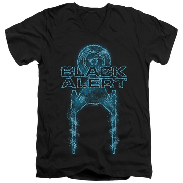 Black men's v-neck t-shirt with Star Trek Discovery Black Alert graphic