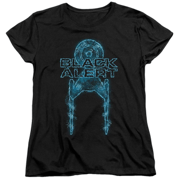 Black women's t-shirt with Star Trek Discovery Black Alert graphic