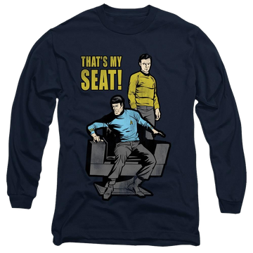 Royal men's long sleeve t-shirt with Star Trek The Original Series My Seat graphic
