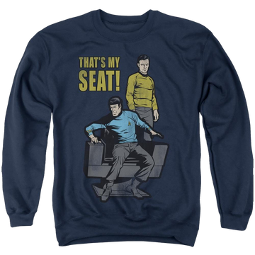 Royal men's crewneck sweatshirt with Star Trek The Original Series My Seat graphic