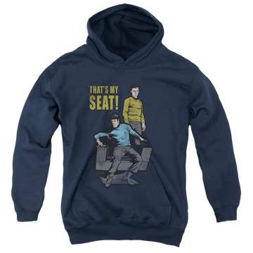 Royal youth hoodie for ages 8 to 12 with Star Trek The Original Series My Seat graphic