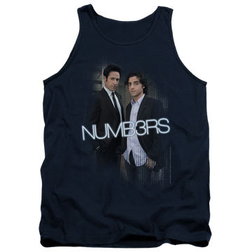 Navy men's tank with Numbers Don & Charlie graphic