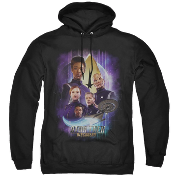 Black pullover hoodie with Star Trek Discovery Discoverys Finest graphic