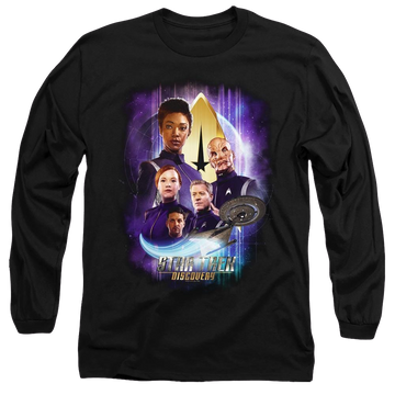 Black men's long sleeve t-shirt with Star Trek Discovery Discoverys Finest graphic