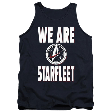 Navy men's tank with Star Trek Discovery We Are Starfleet graphic