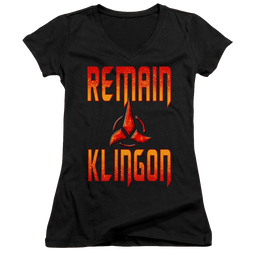 Star Trek Discovery Remain Klingon - Juniors V-Neck T-Shirt Juniors V-Neck T-Shirt Star Trek   