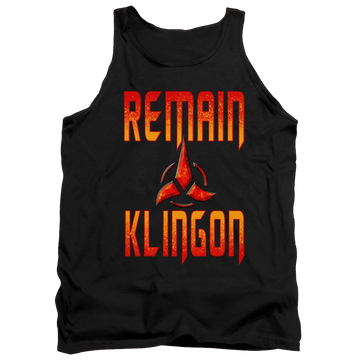 Black men's tank with Star Trek Discovery Remain Klingon graphic