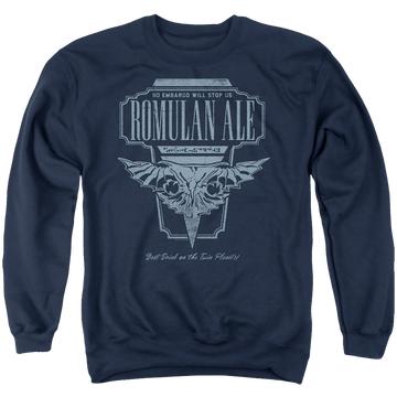 Navy men's crewneck sweatshirt with Star Trek The Next Generation Romulan Ale graphic