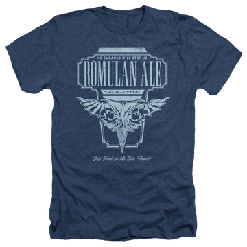 Navy men's heather t-shirt with Star Trek The Next Generation Romulan Ale graphic