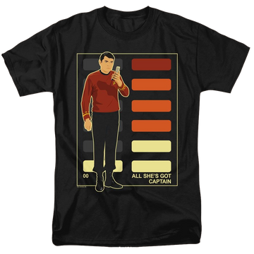 Black men's regular fit t-shirt with Star Trek The Original Series All Shes Got Captain graphic