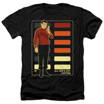 Charcoal men's heather t-shirt with Star Trek The Original Series All Shes Got Captain graphic