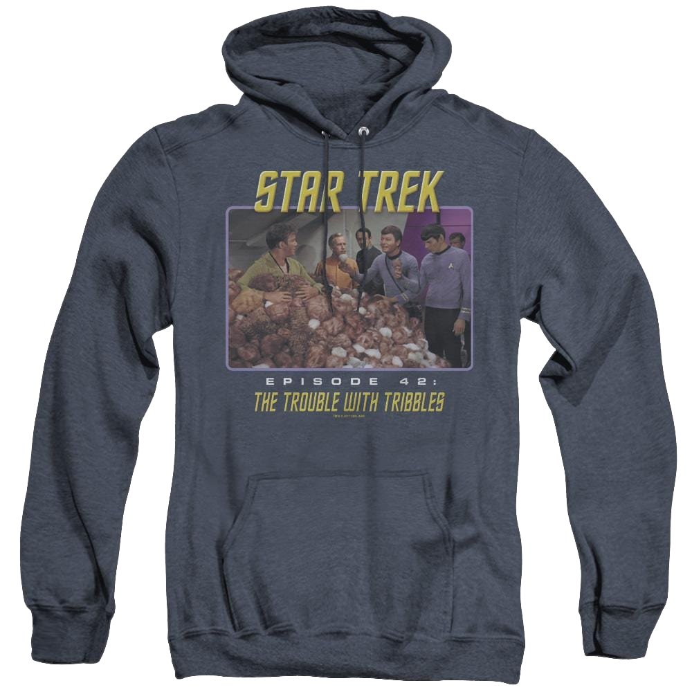 Star Trek The Original Series The Trouble With Tribbles - Heather Pullover Hoodie Heather Pullover Hoodie Star Trek   