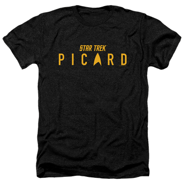 Charcoal men's heather t-shirt with Star Trek Picard Logo graphic