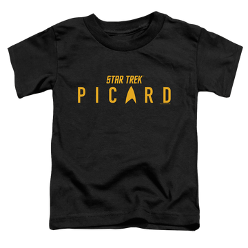 Black toddler t-shirt with Star Trek Picard Logo graphic