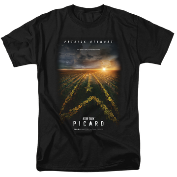 Black men's regular fit t-shirt with Star Trek Picard Poster graphic