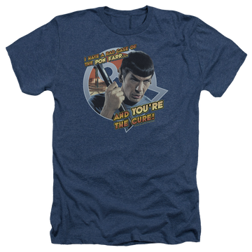 Navy men's heather t-shirt with Star Trek Pon Far graphic