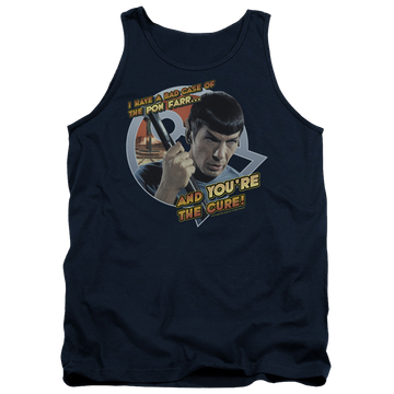 Navy men's tank with Star Trek Pon Far graphic