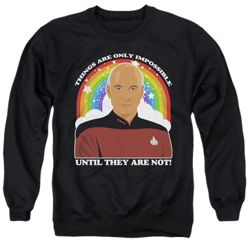 Black men's crewneck sweatshirt with Star Trek The Next Generation Impossible graphic