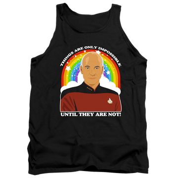 Black men's tank with Star Trek The Next Generation Impossible graphic