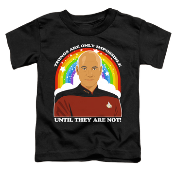 Black toddler t-shirt with Star Trek The Next Generation Impossible graphic