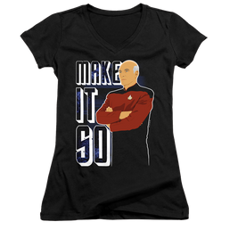 Star Trek The Next Generation Make It So - Juniors V-Neck T-Shirt Juniors V-Neck T-Shirt Star Trek   