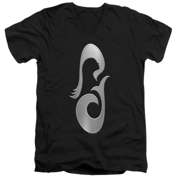 Black men's v-neck t-shirt with Star Trek Picard La Sirena Metal Icon graphic
