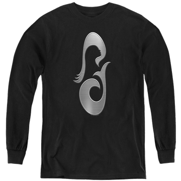 Black youth long sleeve t-shirt with Star Trek Picard La Sirena Metal Icon graphic